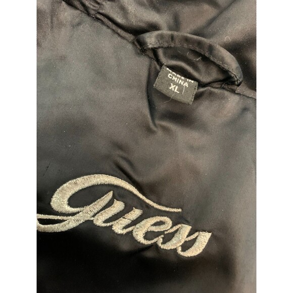 Guess Jacket Womens XL Down Feathers Vegan Fur Hooded Quilted Nylon Cargo Pocket - Picture 10 of 12